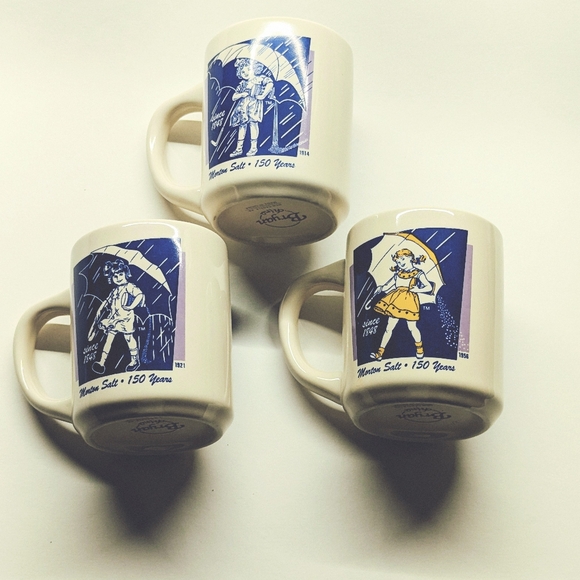 Vintage Morton Salt commemorative 150 years 3 mugs cups - Picture 1 of 3